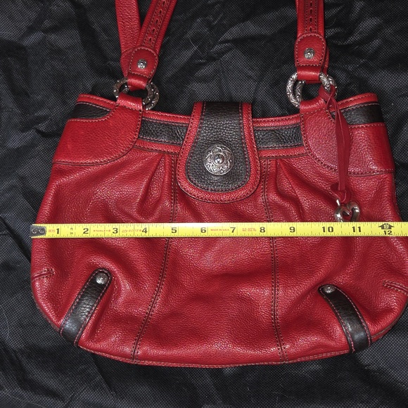 BRIGHTON RED And BLACK Pebbled Leather Silver Hardware Vintage Handbag Purse EUC - Picture 13 of 15